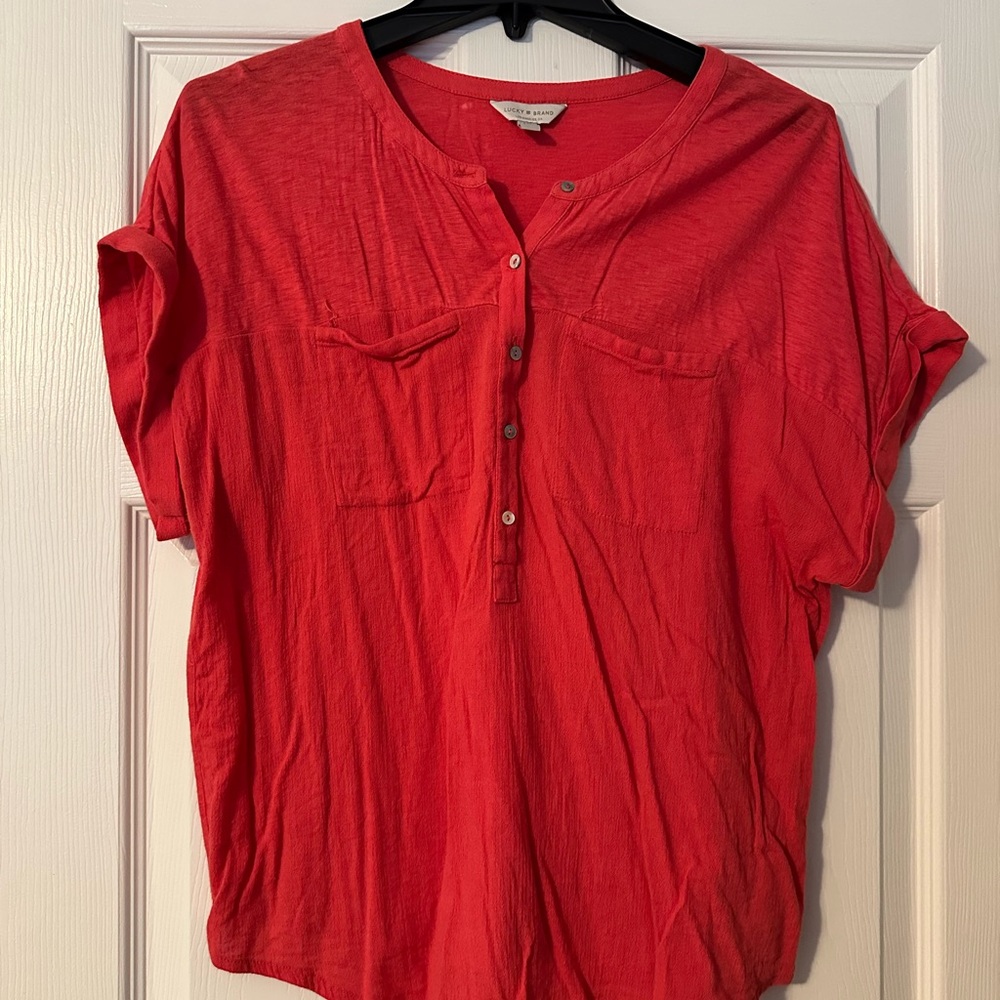 Lucky Brand Red Button-Down Women's Shirt